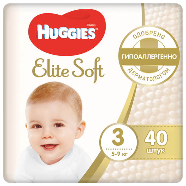 Huggies подгузники Elite Soft 3 (5-9 кг) 40 шт.