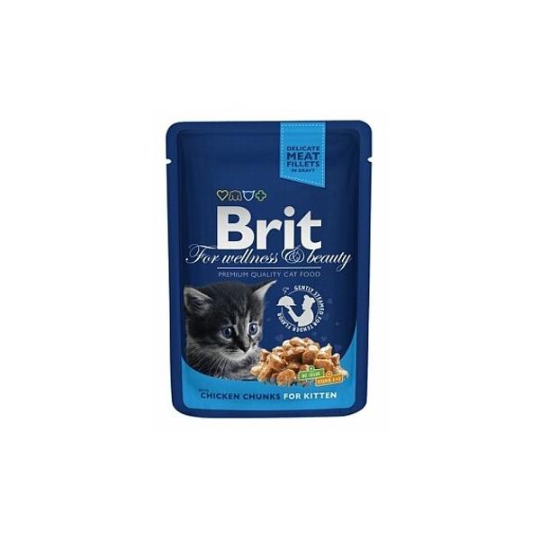 Корм для котят Brit Premium беззерновой, с курицей 100 г (кусочки в соусе)