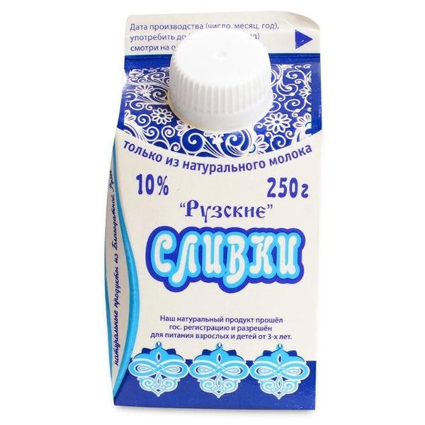 Сливки Рузское Молоко пастеризованные питьевые 10%, 250 г