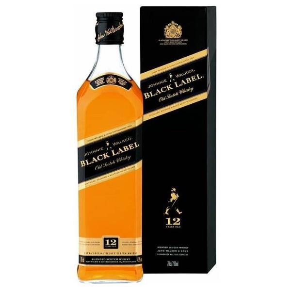 Виски Johnnie Walker Black Label 12 лет 0.5 л, подарочная упаковка