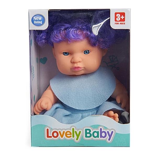 Кукла Lovely baby в голубом платье с фиолетовыми локонами, 18.5 см, XM632/1