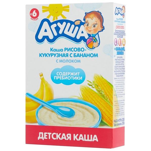 Каша Агуша молочная рисово-кукурузная с бананом (с 6 месяцев) 200 г