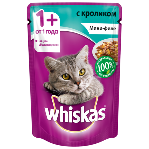 Корм для кошек Whiskas с кроликом 85 г (мини-филе)
