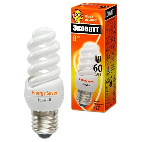 Лампа люминесцентная Ecowatt M-FSP 827, E27, 11Вт
