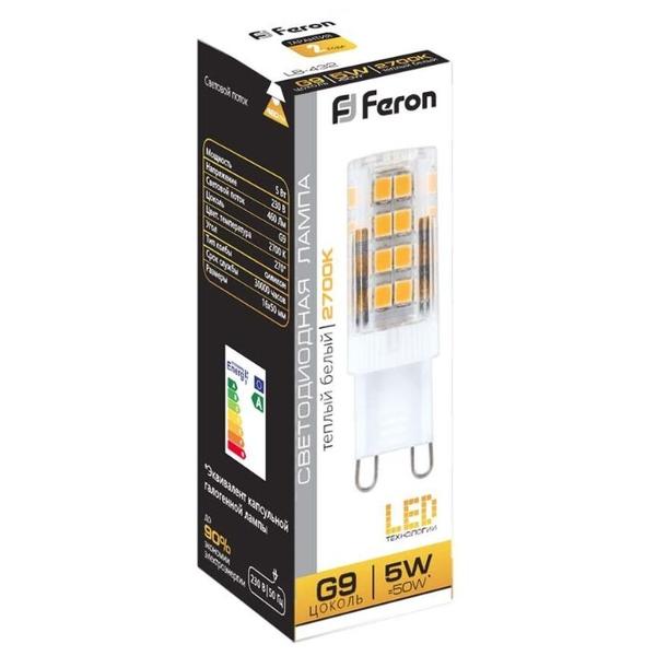 Лампа светодиодная Feron LB-432 25769, G9, G9, 5Вт