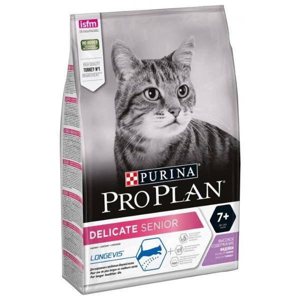 Корм для пожилых кошек Pro Plan Delicate при чувствительном пищеварении, с индейкой
