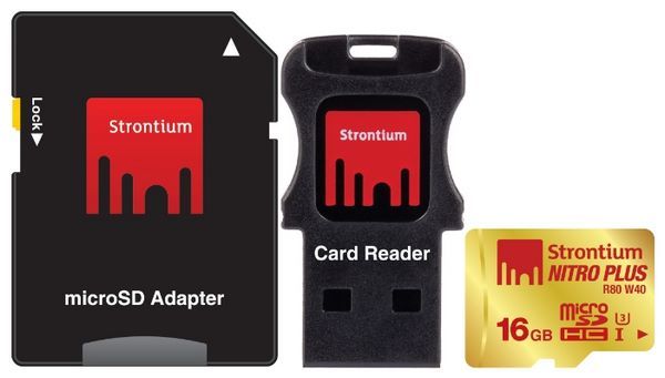 Strontium NITRO PLUS microSDHC Class 10 UHS-I U3 + SD adapter & USB Card Reader