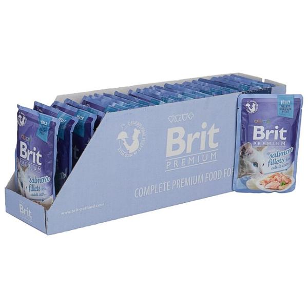Корм для кошек Brit Premium беззерновой, с лососем 85 г (кусочки в желе)
