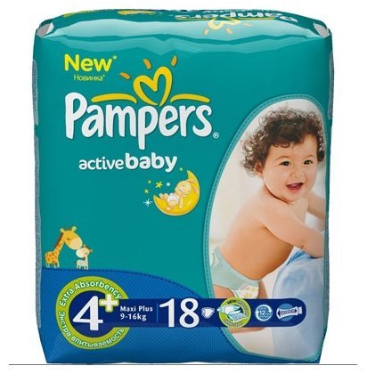 Pampers подгузники Active Baby 4+ (9-16 кг) 18 шт.