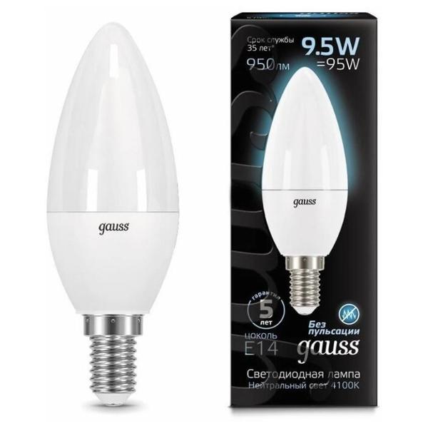 Лампа светодиодная gauss 103101210, E14, C37, 9.5Вт