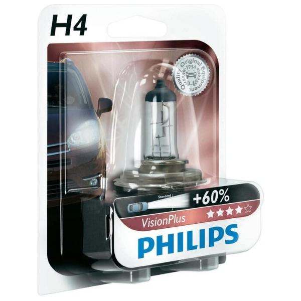 Лампа автомобильная галогенная Philips Vision Plus 12342VPB1 H4 60/55W 1 шт.