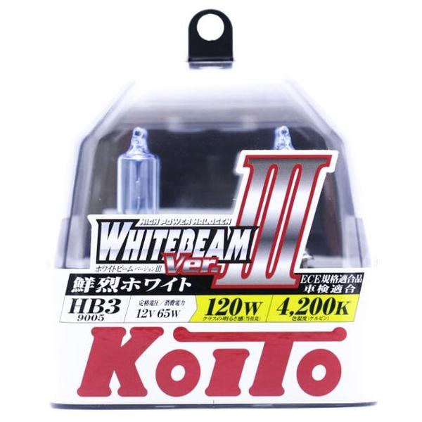 Лампа автомобильная галогенная KOITO Whitebeam III HB3 P0756W 4200K 12V 65W (120W) 2 шт.