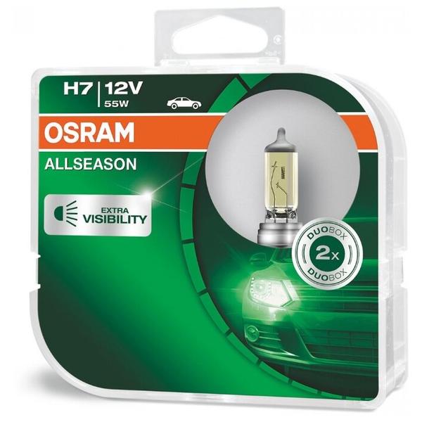 Лампа автомобильная галогенная Osram ALLSEASON 64210ALL-HCB +30% H7 55W 2 шт.