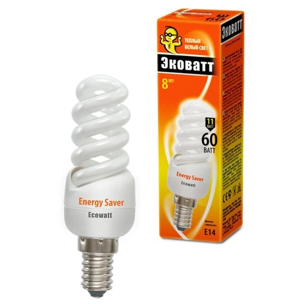 Лампа люминесцентная Ecowatt Mini FSP 827, E14, T2, 11Вт