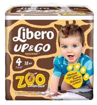Libero трусики Up & Go Zoo Collection 4 (7-11 кг) 18 шт.
