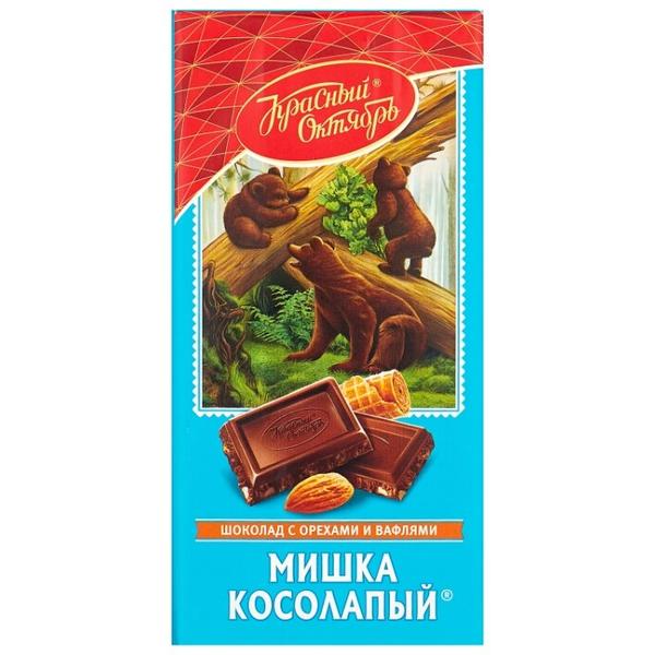 Шоколад Красный Октябрь "Мишка косолапый" темный с миндалем и вафельной крошкой