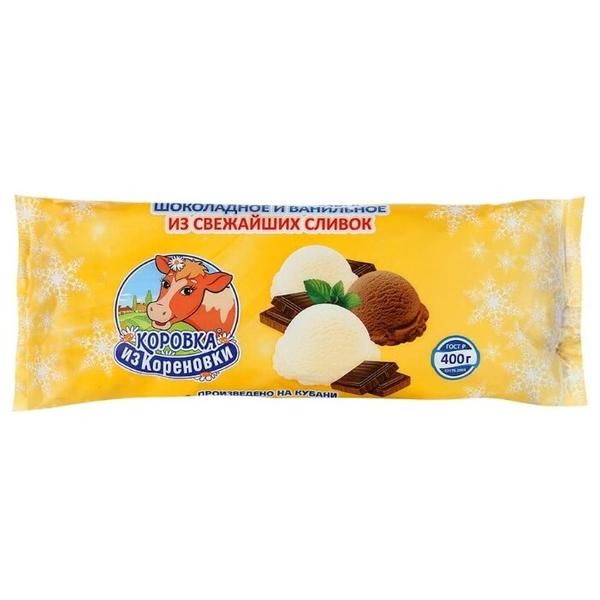 Мороженое Коровка из Кореновки пломбир Шоколадный и ванильный, 400 г
