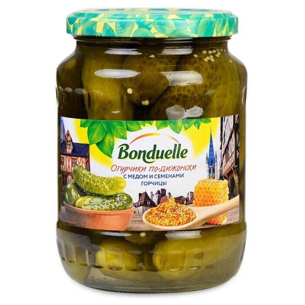 Огурцы по-дижонски с медом и семенами горчицы Bonduelle стеклянная банка 680 г