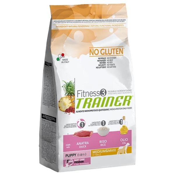 Корм для собак TRAINER Fitness3 No Gluten Puppy Medium&Maxi Duck and rice dry