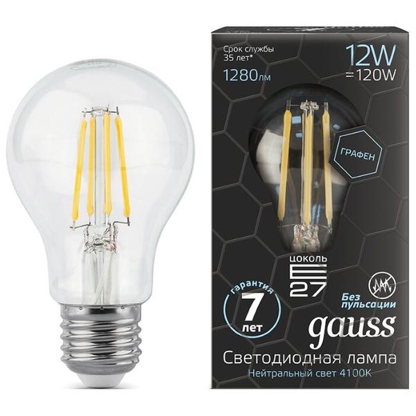 Лампа светодиодная gauss 102802212, E27, A60, 12Вт