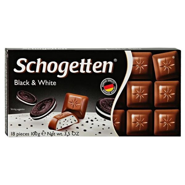 Шоколад Schogetten Black&White молочный с начинкой из ванильного крема и кусочками печенья с какао порционный