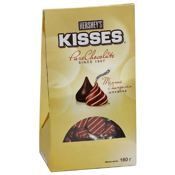 Конфеты Kisses Темный с миндалем шоколад, пакет