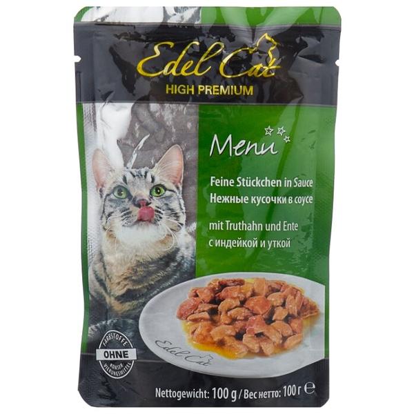 Корм для кошек Edel Cat с индейкой, с уткой 100 г (кусочки в соусе)