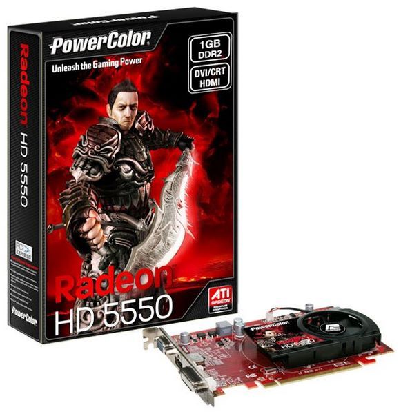 PowerColor Radeon HD 5550 550Mhz PCI-E 2.1 1024Mb 800Mhz 128 bit DVI HDMI HDCP