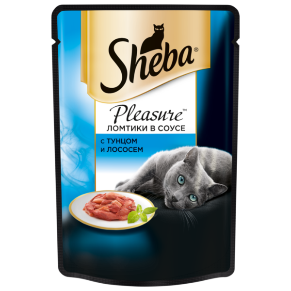 Корм для кошек Sheba Pleasure с лососем, с тунцом 85 г (кусочки в соусе)