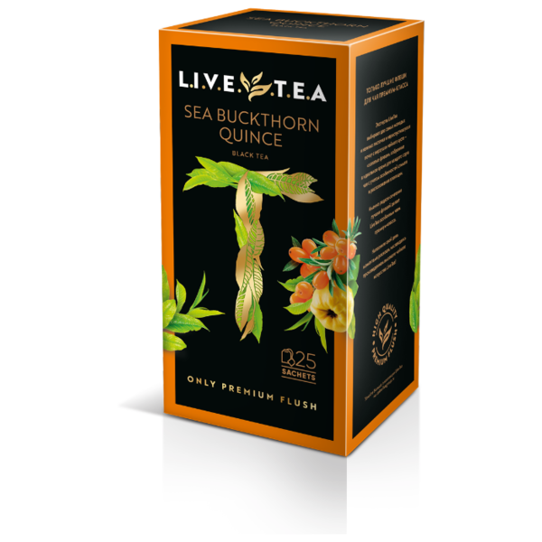 Чай черный LiveTea SEA BUCKTHORN & QUINCE с облепихой и айвой в пакетиках