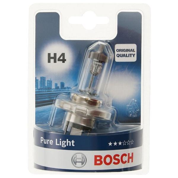 Лампа автомобильная галогенная Bosch Pure Light 1987301001 H4 P43t 60/55w 1 шт.