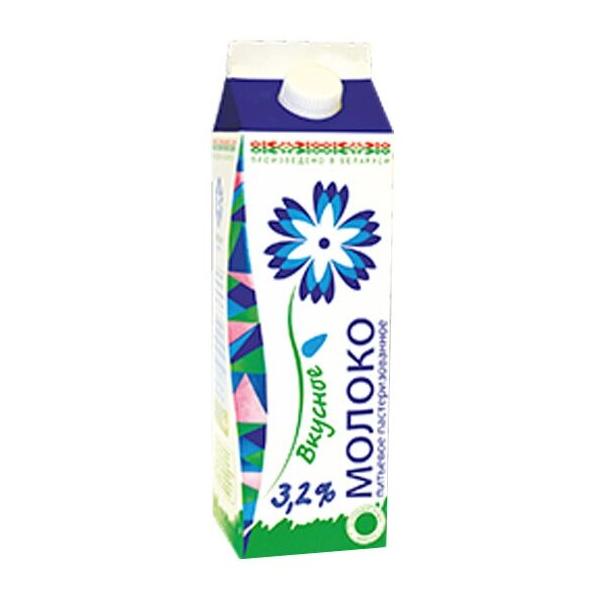 Молоко Вицебскае Малако пастеризованное 3.2%, 1 л