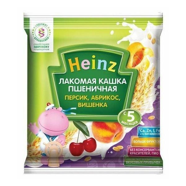 Каша Heinz молочная Лакомая пшеничная с персиком, абрикосом, вишенкой (с 5 месяцев) 30 г