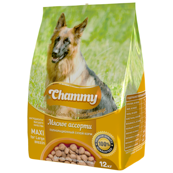 Корм для собак Chammy мясное ассорти 12 кг (для крупных пород)
