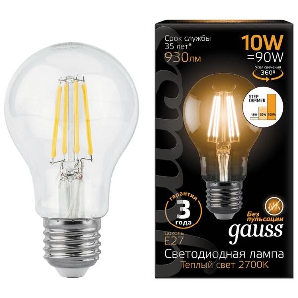 Лампа светодиодная gauss 102802110-S, E27, A60, 10Вт