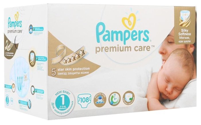 Pampers подгузники Premium Care 1 (2-5 кг) 108 шт.