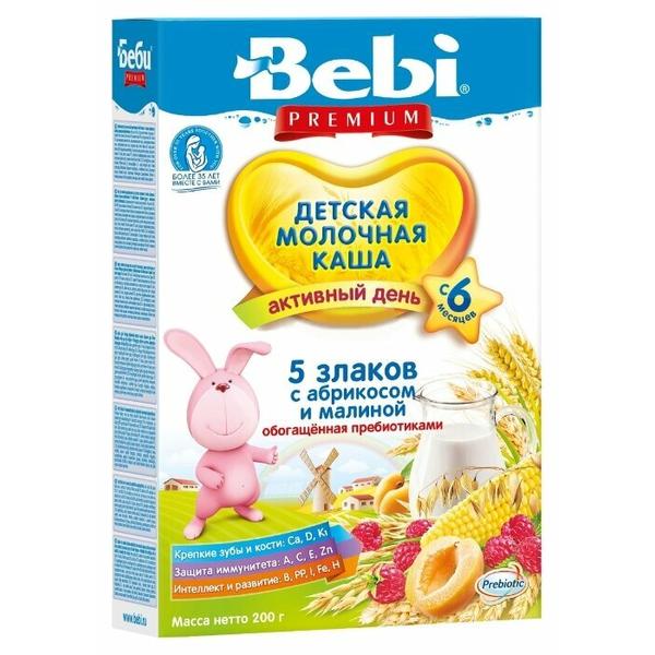 Каша Bebi молочная 5 злаков с абрикосом и малиной (с 6 месяцев) 200 г