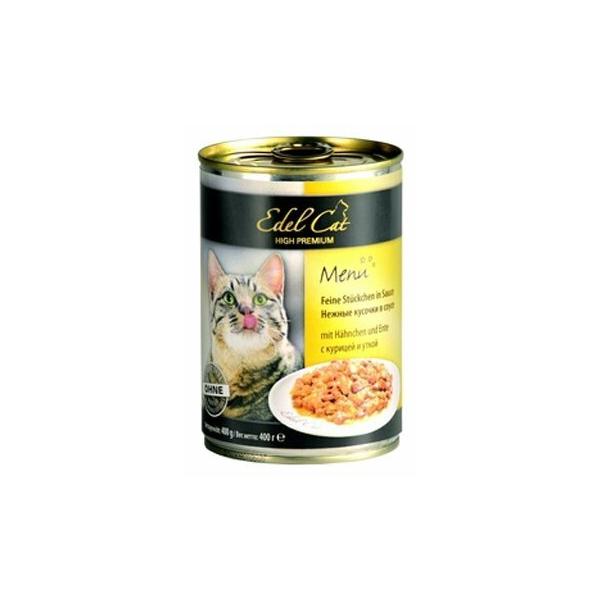 Корм для кошек Edel Cat с курицей, с уткой 400 г (кусочки в соусе)