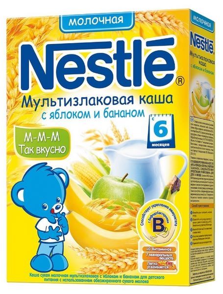 Nestlé Молочная мультизлаковая с яблоком и бананом (с 6 месяцев) 250 г