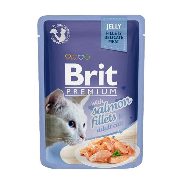 Корм для кошек Brit Premium беззерновой, с лососем 85 г (кусочки в желе)