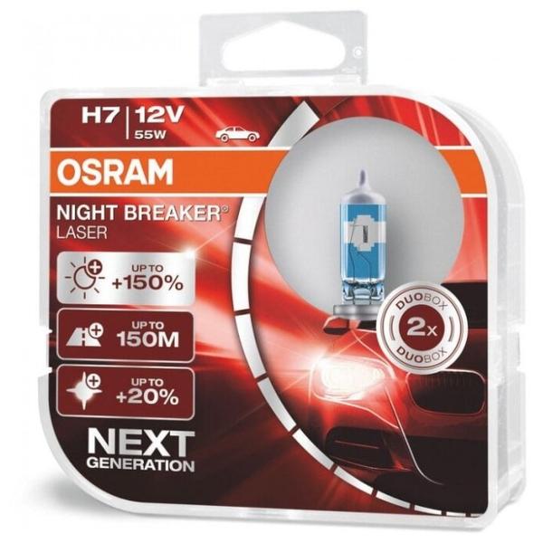 Лампа автомобильная галогенная Osram Night Breaker Laser 64210NL-HCB H7 12V 55W 2 шт.