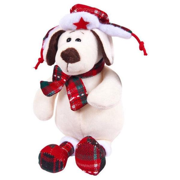 Мягкая игрушка ABtoys Собака в ушанке с шарфом 18 см