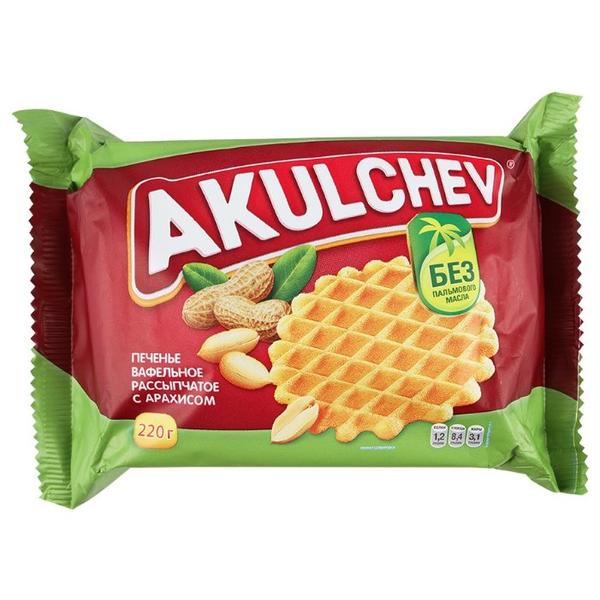 Печенье Акульчев вафельное рассыпчатое с арахисом, 220 г