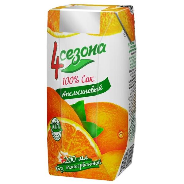 Сок 4 Сезона Апельсин, без сахара