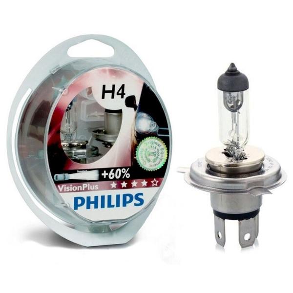 Лампа автомобильная галогенная Philips Vision Plus + 60% H4 60/55W 2 шт.