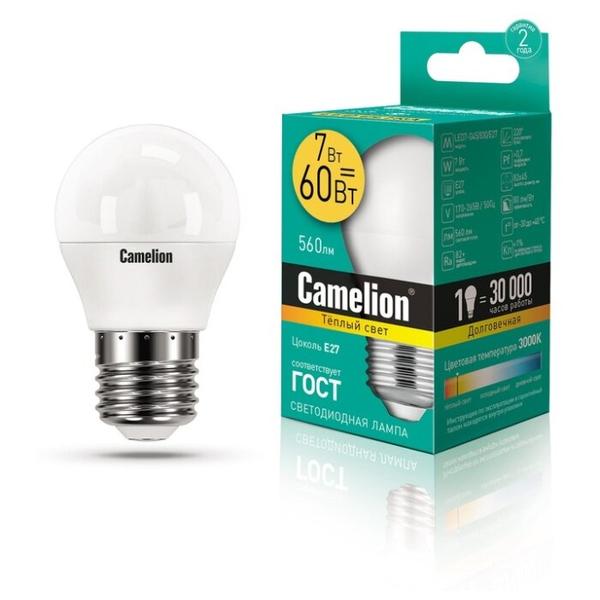 Лампа светодиодная Camelion 12070, E27, G45, 7Вт