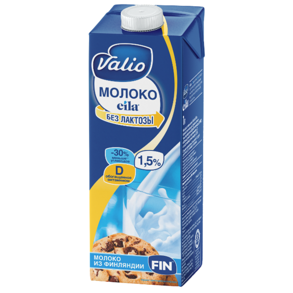 Молоко Valio ультрапастеризованное без лактозы 1.5%, 1 л