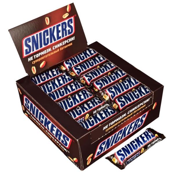 Батончик Snickers с жареным арахисом, 50.5 г, коробка