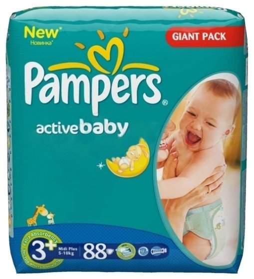 Pampers подгузники Active Baby 3+ (5-10 кг) 88 шт.