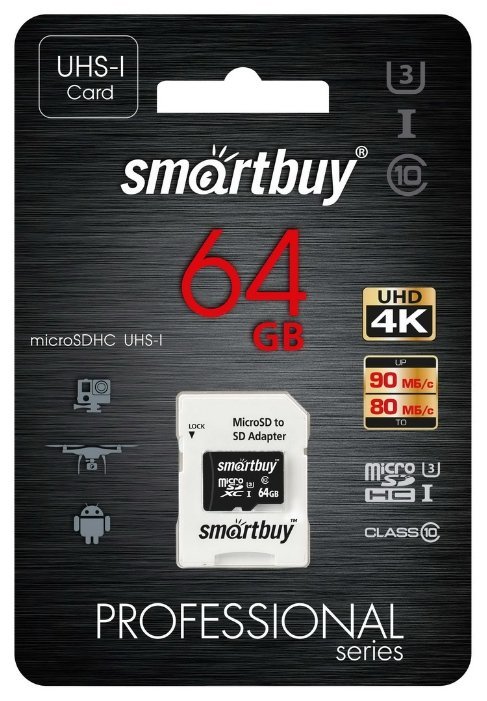 SmartBuy Professional microSDXC Class 10 UHS-I U3 + SD adapter